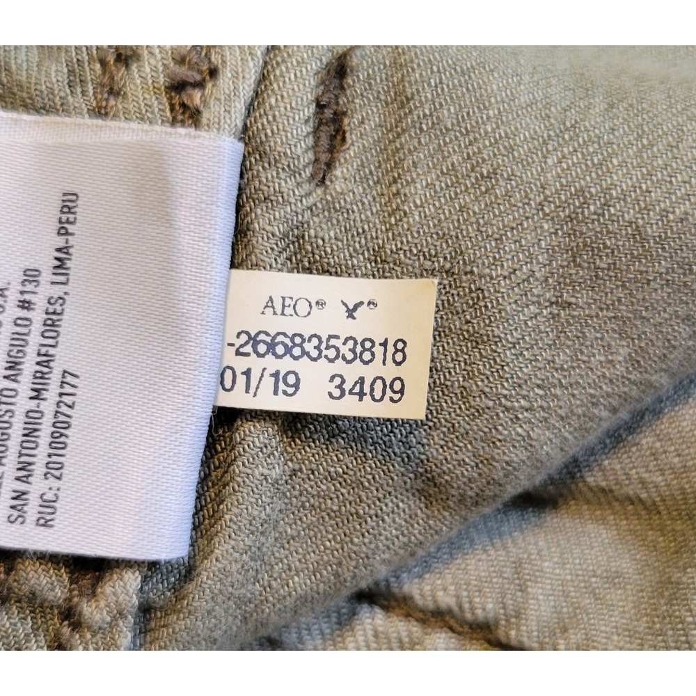 American Eagle Womens 6 Linen Blend Utility Pants Sage Green Relaxed Straight - Picture 10 of 11